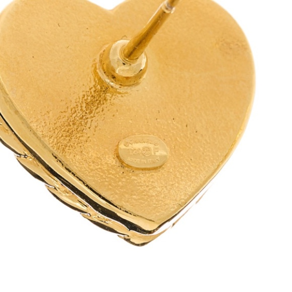 Chanel Gold and Navy Heart Earrings - Picture 5 of 5